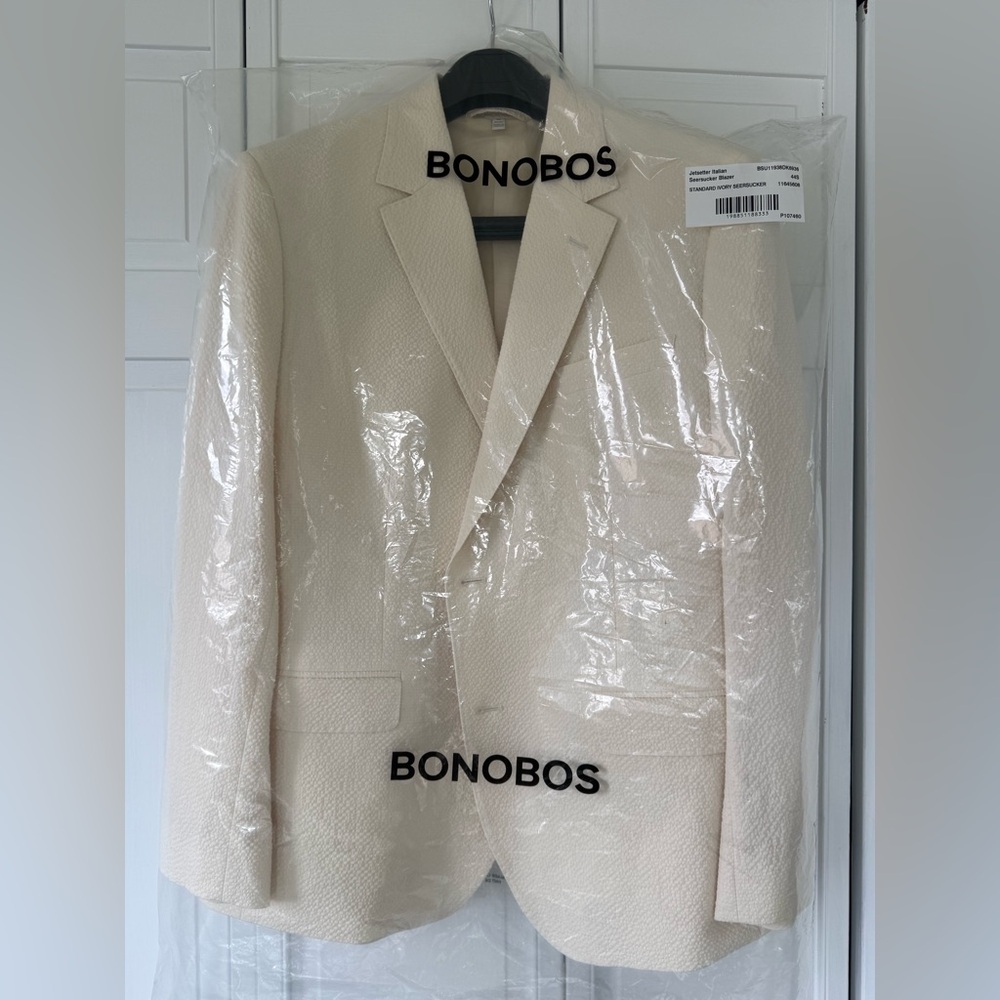 NWT / Size 44 / Bonobos Men’s Ivory Cream Blazer Light Summer Dress Jacket